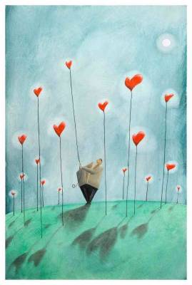 Diego Santini - Serigrafie - Nel giardino incantato ho preso un cuore per te - Fine art gicleè tiratura limitata  retouchè  - cm 45x65 - Galleria Casa d'Arte - Bra (CN)